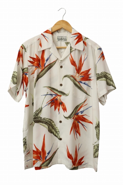 【中古】ワコマリア WACKO MARIA 極楽鳥花 S/S HAWAIIAN SHIRT 半袖 ハワイアン シャツ M 白 ホワイト 260423 メンズ