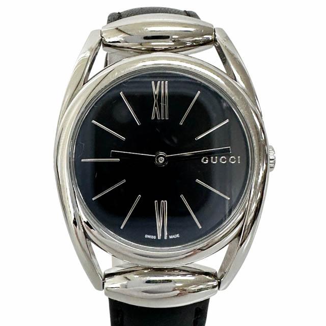 【中古】グッチ GUCCI ホースビット ブラック文字盤 クォーツ ウォッチ 腕時計 139.4 ●▲■260428 レディース