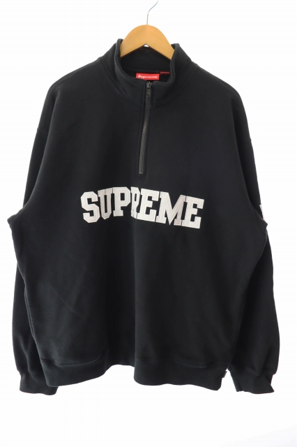 【中古】シュプリーム SUPREME 26SS ショップ フラッグ ハーフ ジップ スウェット プルオーバー XL 黒 ブラック