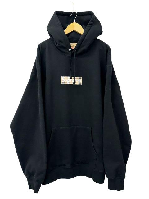 【中古】シュプリーム SUPREME × バーバリー 22SS Box Logo Hooded Sweatshirt ボックス ロゴ パーカー XXL黒 260616