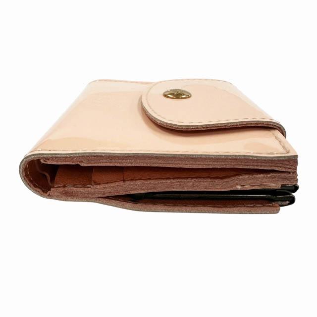 【中古】イルビゾンテ IL BISONTE エナメル レザー ラウンドフラップ がま口 二つ折り財布 シャンパン ベージュ●▲■_2