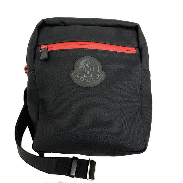 【中古】モンクレール MONCLER 19SS PASCAL BORSA ラバー ロゴ ナイロン ショルダー バッグ 黒ブラック●▲■260501
