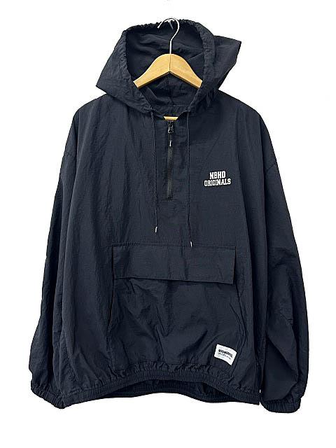 【中古】ネイバーフッド NEIGHBORHOOD 25SS ANORAK JACKET ロゴ アノラック ジャケット パーカー M 黒ブラック 260427