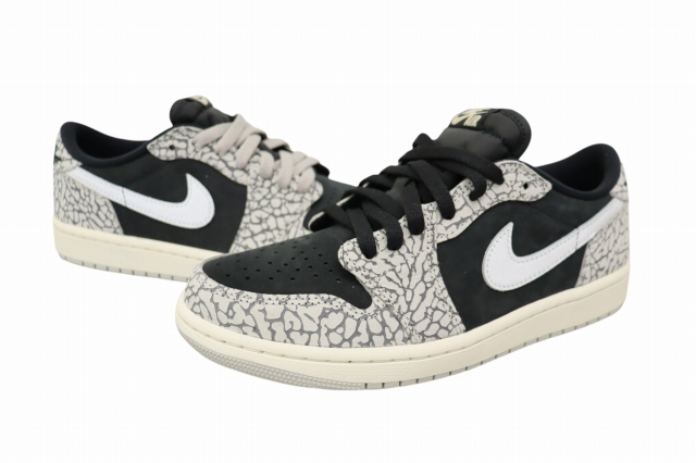 【中古】ナイキ NIKE AIR JORDAN 1 LOW OG BLACK CEMENT エア ジョーダン 1 ロー ブラック セメント 25 ▲■ 260508