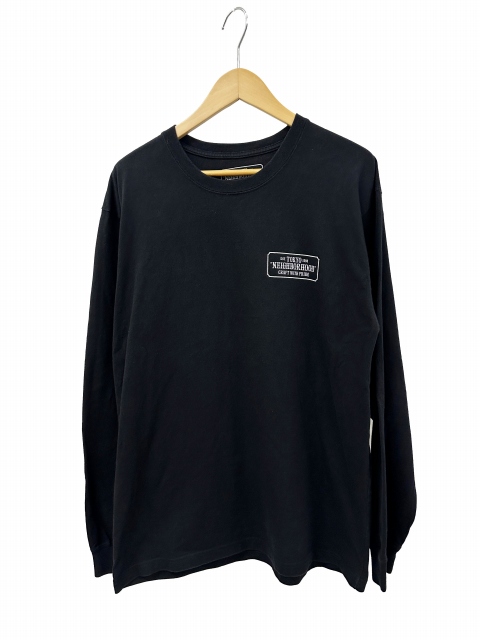 【中古】ネイバーフッド NEIGHBORHOOD 19SS BAR & SHIELD ロゴ プリント 長袖 ロングスリーブ Tシャツ M 黒 260505