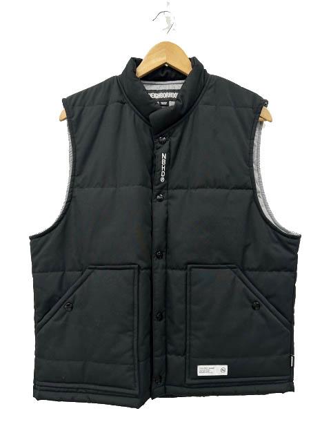 【中古】ネイバーフッド NEIGHBORHOOD 24AW PADDED TRACKER VEST ロゴ 中綿 トラッカー ベスト M 黒ブラック 260506