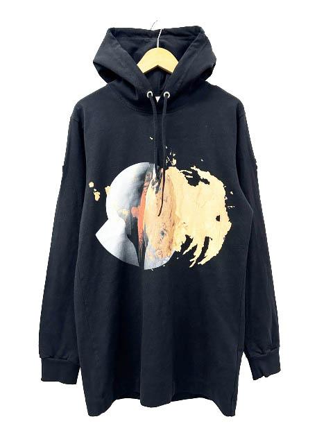 【中古】モンクレール MONCLER ×1017 ALYX 9SM アリクス 19AW MAGLIA CON CAPPUCCIO プリント パーカー S黒 260530