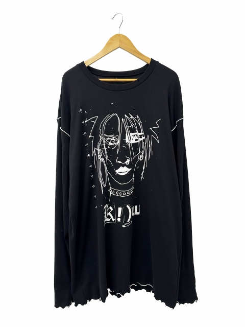 【中古】キディル KIDILL 24AW PUNK GIRL RIB KNIT LONG SLEEVE T-SHIRT 長袖 Tシャツ KL881 黒 ブラック ●260613