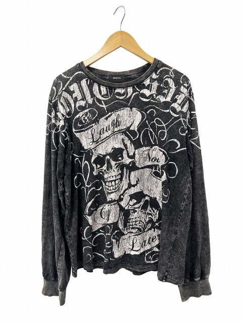 【中古】ブレス Breath 25AW SKULL WASH LS TEE BRW スカルウォッシュ 長袖 Tシャツ BR25AW-C5011 M 黒 260614 メンズ