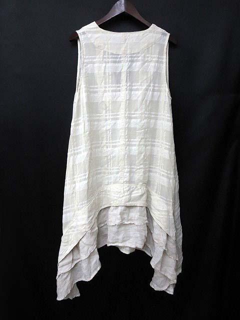 中古 Kelen ケレン チェック柄 ヘム ノースリーブ ティアード フリル リネン混 ワンピース S ベージュ レディースの通販はau Wowma ブランド古着のベクトル