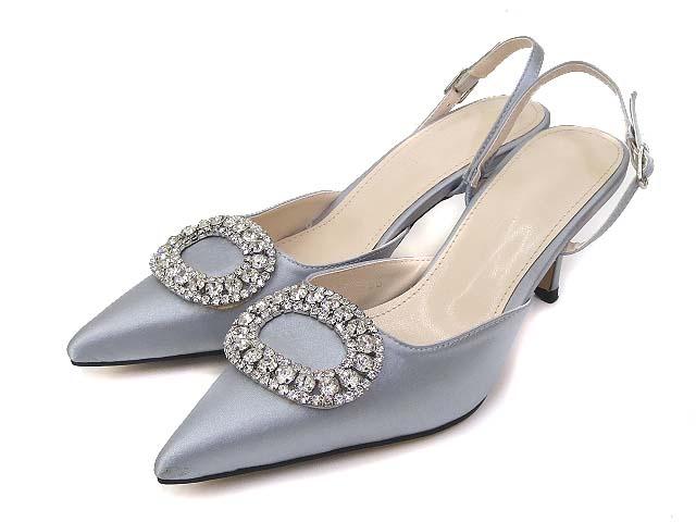 中古 未使用 Designed By Blue ビジュー デザイン バック ストラップ サテン パンプス 23 5cm ライトブルーの通販はau Pay マーケット ブランド古着のベクトル