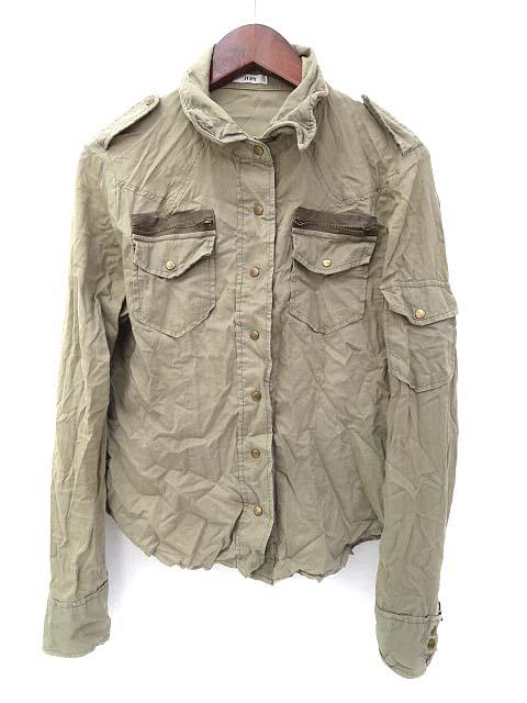 中古 ジュピー Jupy シャツ ジャケット M カーキ コットン スナップ ボタン 無地 シンプル レディースの通販はau Pay マーケット ブランド古着のベクトル
