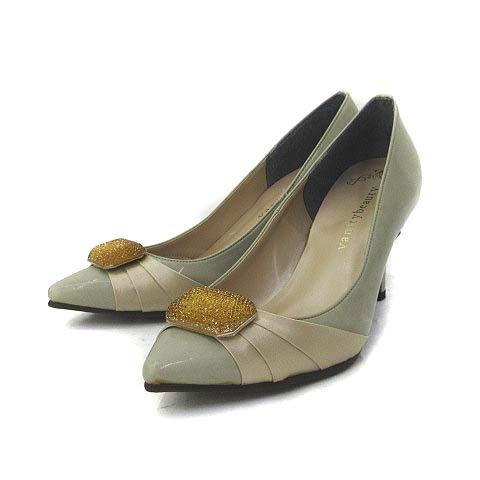 中古 未使用品 バニティービューティー Vanity Beauty パンプス 22 5cm グレー ビジュー ヒール ポインテッドトゥ レディースの通販はau Pay マーケット ブランド古着のベクトル