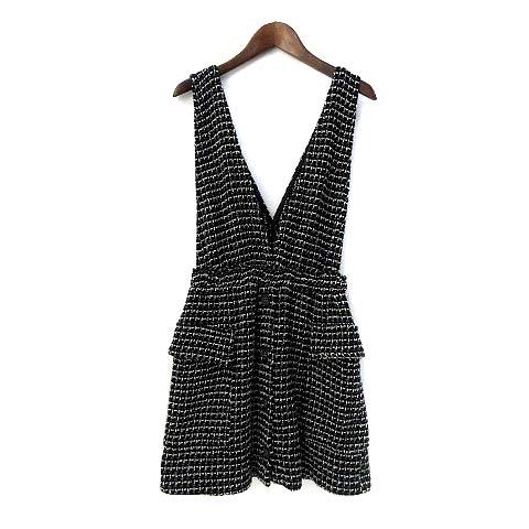 中古 ザラ Zara ノースリーブ ワンピース ジャンパー スカート Xs 黒 ブラック コットン ミニ ツイード レディースの通販はau Pay マーケット ブランド古着のベクトル