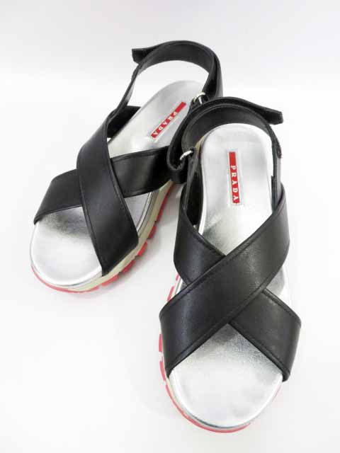 PRADA レザースポーツサンダル EU35.5 サンダル 格安 | change-makers.net