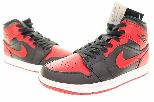 中古】未使用品 ナイキ NIKE AIR JORDAN 1 MID BLACK GYM RED 2020