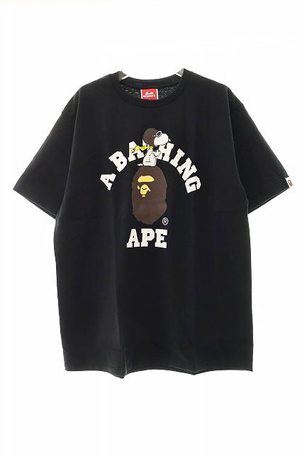 【中古】アベイシングエイプ A BATHING APE 稀少 APE×SNOOPY スヌーピーコラボTシャツ L／ブラック　231003 メンズ｜au  PAY マーケット