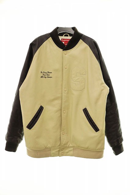 シュプリーム SUPREME 稀少 04AW Arc Logo Leather Varsity Jacket