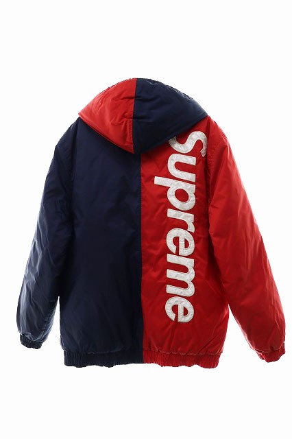 【中古】シュプリーム 稀少 15AW 2-tone Hooded Sideline Jacket キルティングジップアップブルゾン パーカー L　240301 メンズ