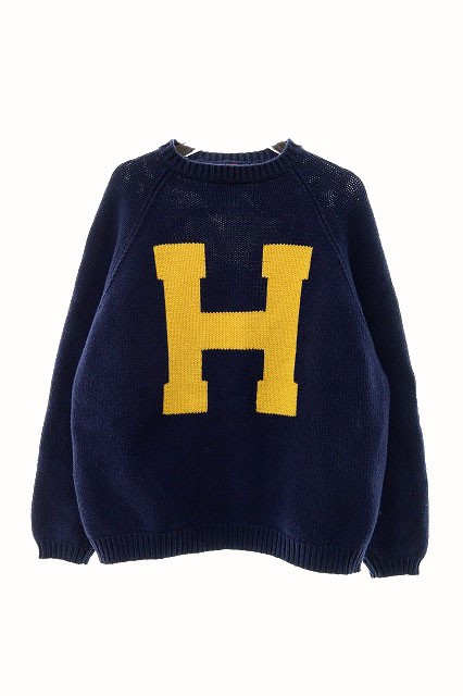 【中古】ヒューマンメイド HUMAN MADE RAGLAN SLEEVE KNIT 白熊 ニット セーター ネイビー S　240202 メンズ