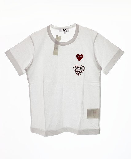 【中古】プレイコムデギャルソン PLAY COMME des GARCONS AD2018 RED HEART RHINESTONE TEE L 240316●