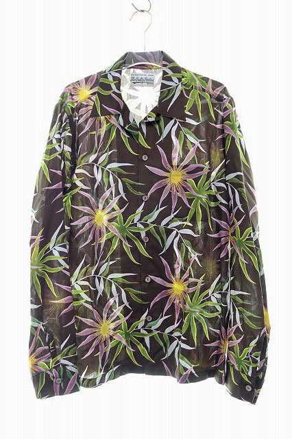 ワコマリア WACKO MARIA PRINTED FLOWER L S HAWAIAN SHIRTS L フラワー ハワイアンシャツ 240229