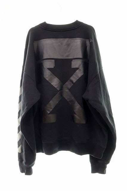 【中古】オフホワイト OFF WHITE 国内正規品 21AW Rubber Arrow Skate Crewneck L Black OMBA054F21FLE007 240517