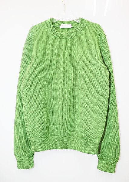 【中古】NAMACHEKO リブニット XS 0602 ナマチェコ セーター ニット クルーネック ウール 厚手 グリーン ●240901