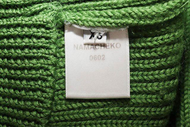 【中古】NAMACHEKO リブニット XS 0602 ナマチェコ セーター ニット クルーネック ウール 厚手 グリーン ●240901 中古】NAMACHEKO リブニット XS 0602 ナマチェコ セーター ニット