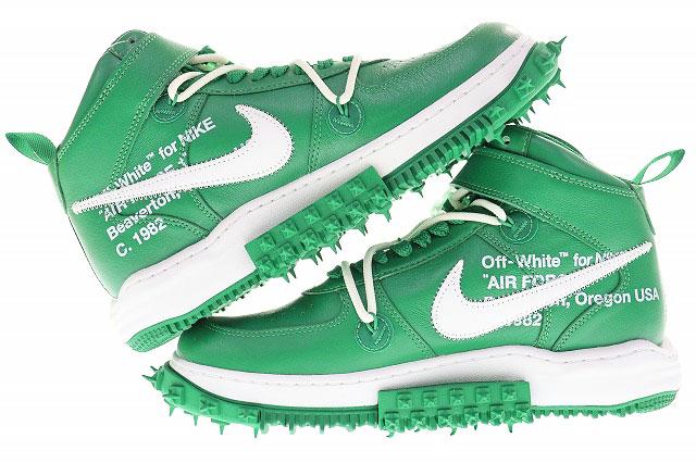 【中古】ナイキ NIKE × OFF-WHITE AIR FORCE 1 MID SP LTHR AF1 DR0500-300 オフホワイト  27.5cm 緑 白 240614