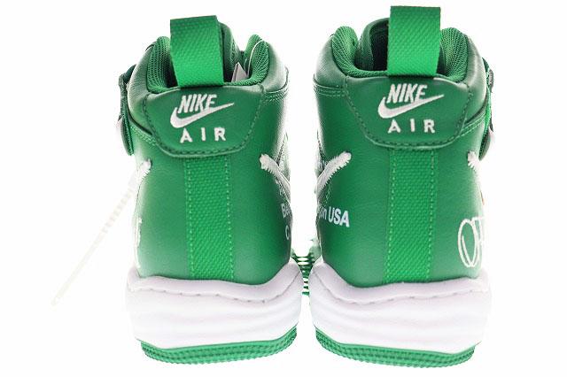 【中古】ナイキ NIKE × OFF-WHITE AIR FORCE 1 MID SP LTHR AF1 DR0500-300 オフホワイト  27.5cm 緑 白 240614