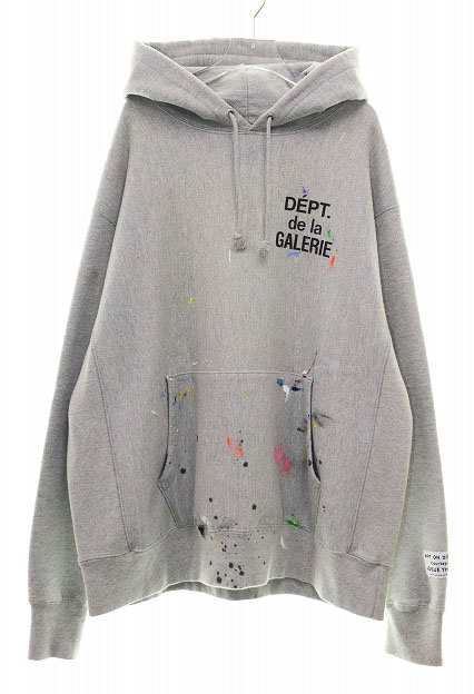 【中古】ギャラリーデプト GALLERY DEPT. LOGO PAINT HOODIE GRAY Lサイズ ロゴ ペイント パーカー ☆AA★ 240925