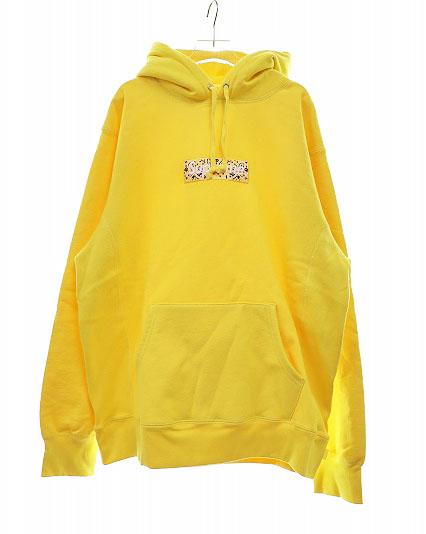 【中古】シュプリーム SUPREME 19AW BANDANA BOX LOGO HOODED SWEATSHIRT YELLOW XL バンダナ パーカー ☆AA★240803