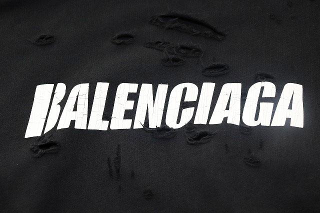 中古】バレンシアガ BALENCIAGA 21SS CAPS DESTROYED HOODIE XXS