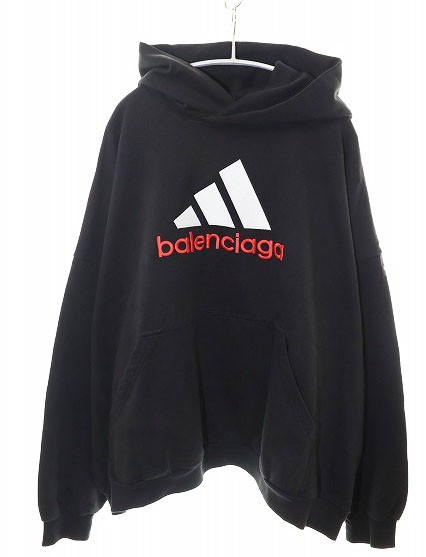 【中古】バレンシアガ BALENCIAGA × adidas 22AW LOGO HOODIE 2 724568 アディダス ロゴ 刺繍 フーディ ☆AA★240907