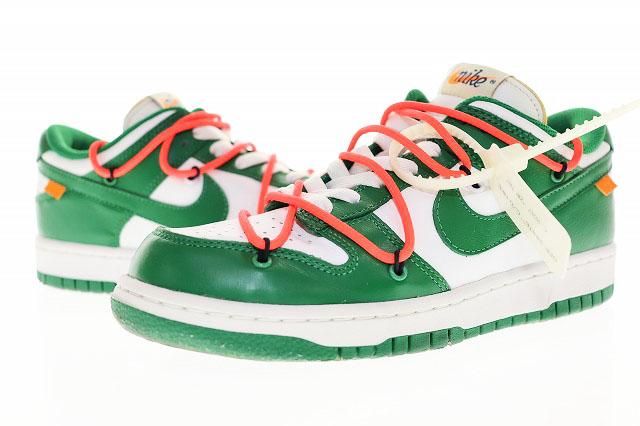 【中古】ナイキ NIKE × OFF-WHITE DUNK LOW WHITE PINE-GREEN オフホワイト コラボ ダンク ロー パイングリーン