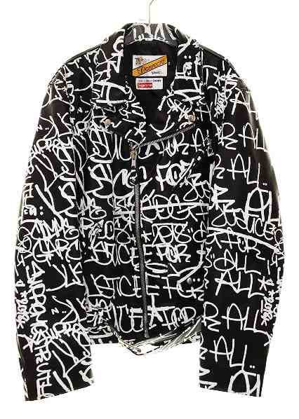 【中古】SUPREME × COMME des GARCONS SHIRT × SCHOTT 18AW PAINTED PERFECTO LEATHER JACKET XL ☆AA★241101の通販は