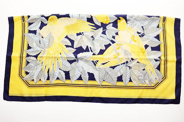 中古】エルメス HERMES カレ90 Les Perroquets スカーフ オウム シルク
