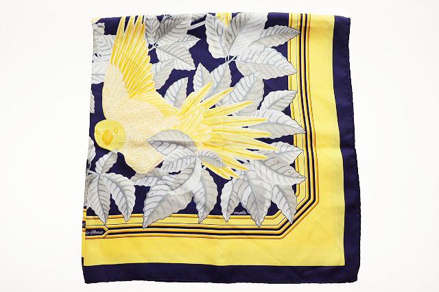 中古】エルメス HERMES カレ90 Les Perroquets スカーフ オウム シルク