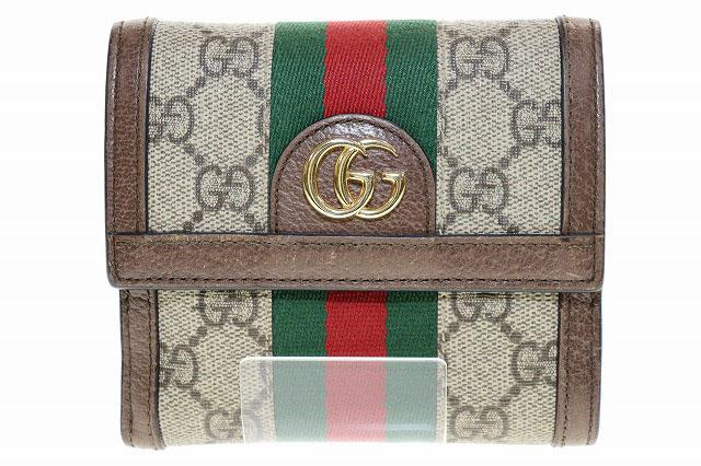 【中古】グッチ GUCCI OPHIDIA GG フレンチフラップウォレット 523173 オフィディア シェリーライン ☆AA★▲■241123