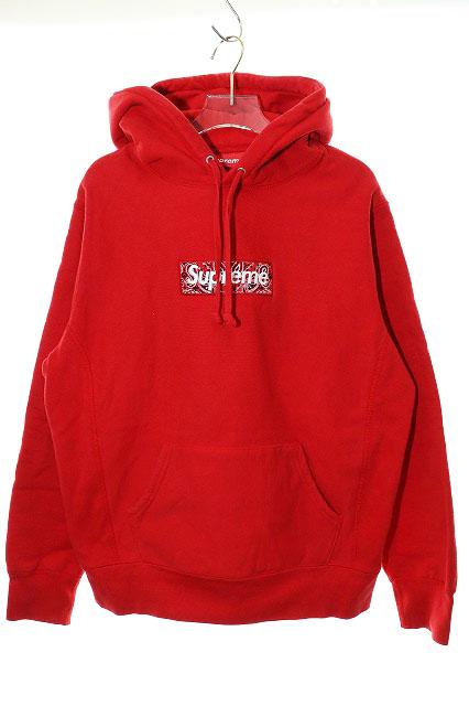 【中古】シュプリーム SUPREME 19AW BANDANA BOX LOGO HOODED SWEATSHIRT RED S バンダナ ボックス ロゴ ☆AA★241207