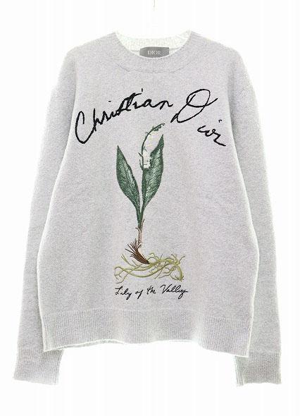 【中古】ディオール Dior Lily of the Valley ニット セーター Sサイズ 493M649AT864 花柄 刺繍 ☆AA★■ 250124