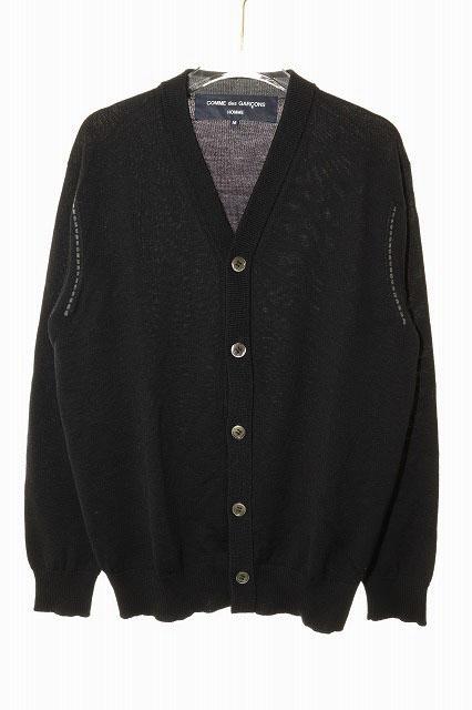 【中古】コムデギャルソンオム COMME des GARCONS HOMME WOOL KNIT CARDIGAN BLACK SIZE M HC-N003 ウール 250128の通販は 9,317円