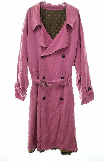 【中古】ナナナナサーカ 77circa テンセルワイドトレンチコート ロング コート オーバーサイズ ピンク ●250418