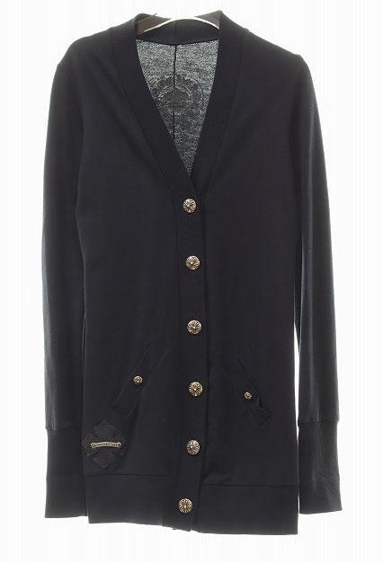 【中古】クロムハーツ CHROME HEARTS クロスボール ボタン ニット カーディガン ブラック Sサイズ ☆AA★● 250614