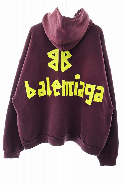 【中古】バレンシアガ BALENCIAGA 23SS TAPE TYPE RIPPED POCKET HOODIE M 744441 TOVB9 フーディ ☆AA★250407_1