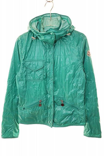 【中古】モンクレール MONCLER ナイロン ジャケット サイズ 1 フード ブルガリア製 ライトグリーン ☆AA★●250415