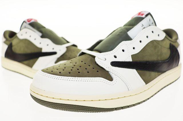 【中古】ナイキ NIKE × TRAVIS SCOTT AIR JORDAN 1 LOW OG SP REVERSE OLIVE 28cm DM7866-200 ☆AA★▲■250407