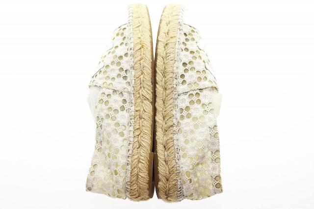 【中古】シャネル CHANEL ESPADRILLE SHOES WHITE SIZE 37 エスパドリーユ レース スリッポン ☆AA★●▲■260516_3