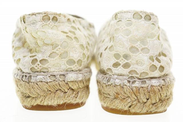 【中古】シャネル CHANEL ESPADRILLE SHOES WHITE SIZE 37 エスパドリーユ レース スリッポン ☆AA★●▲■260516_4
